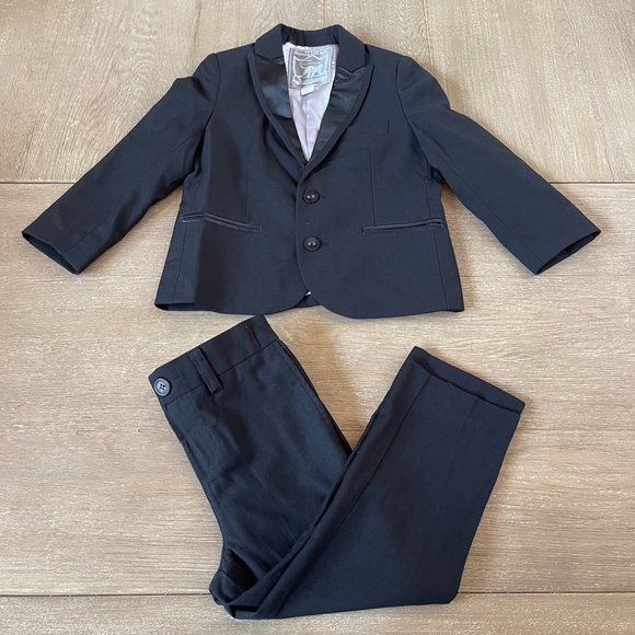 Monsoon | Benjamin Tuxedo Suit Set Black Sz.2-3 - Picture 2 of 10
